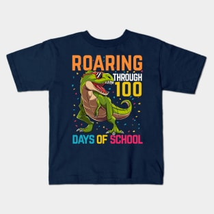 Dinosaur T Rex Happy 100 Days Of School Students Teacher Kids T-Shirt